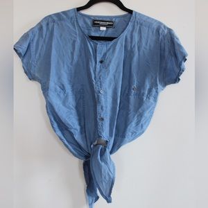 silk crop top w tie front